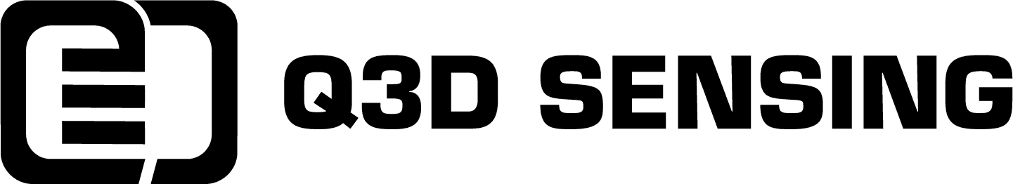 Q3D Sensing Logo and Q3D Sensing Text in Black